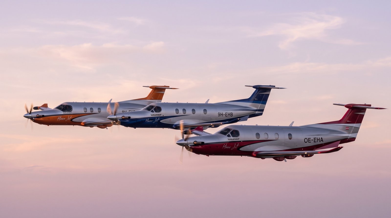 The Hans Jet Pilatus PC12 fleet on the apron
